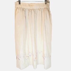 Vintage Doncaster linen floral embroidered skirt. Size 12